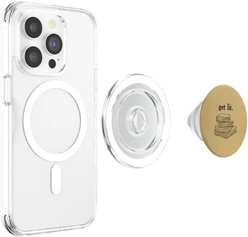 Vista 3 de Get Lit Reading Book Nerd Literatura divertida para profesores de inglés PopSockets PopGrip: agarre intercambiable para teléfonos y tabletas