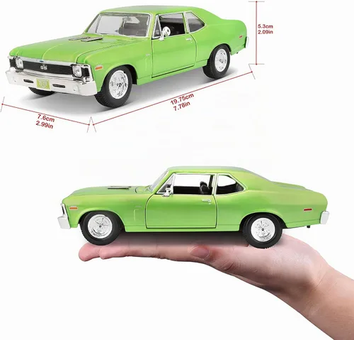 Vista 2 de Maisto 1:24 Escala 1970 Chevrolet Nova SS Vehículo fundido a presión (los colores pueden variar), verde