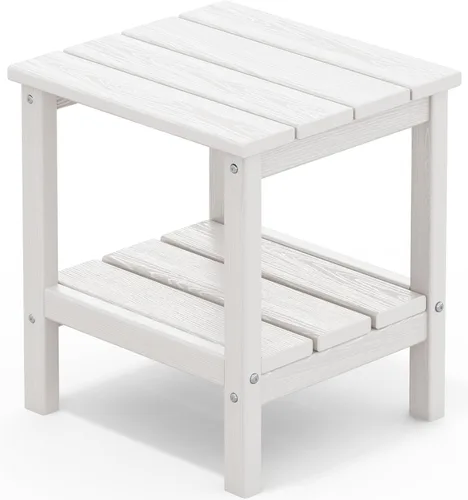 Vista 21 de SERWALL Mesa auxiliar de 2 niveles HDPE para exteriores, resistente a la intemperie, mesa auxiliar Adirondack rectangular Aruba