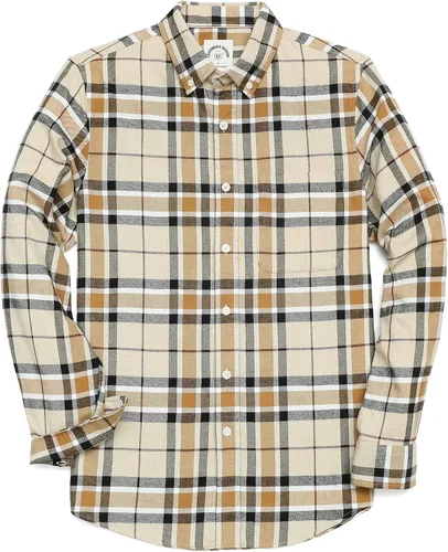 Vista 10 de Dubinik® Camisa de franela, para hombre, de manga larga, a cuadros, suave, 100% algodón, informal, con botones, ajuste regular Gris Negro