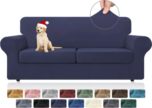 Vista 11 de KEKUOU 4 piezas de fundas elásticas para sofá de 3 cojines, fundas para sofá para mascotas, fundas para sofá lavables, suaves y elásticas, protector
