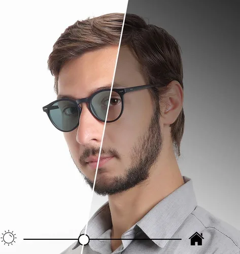 Vista 6 de YEIN - Lentes de lectura bifocales, lentes de sol grises fotocromáticos, para mujeres/hombres (azul marino, aumento de 0.00/+1.00)
