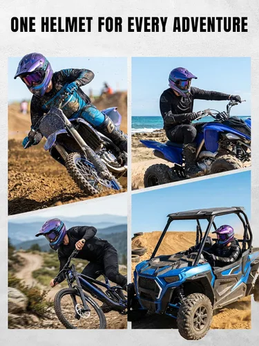 Vista 4 de OUMURS DOT Adult ATV Dirt Bike Helmet with Goggles Gloves & Mask Adjustable Sun Visor Motorcycle Adults Helmet Off-Road Motocross Downhill Moped MX