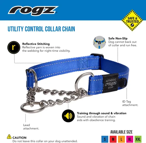 Vista 2 de Rogz Utility - Collar de perro de medio cheque reflectante de 1 pulgada, color naranja