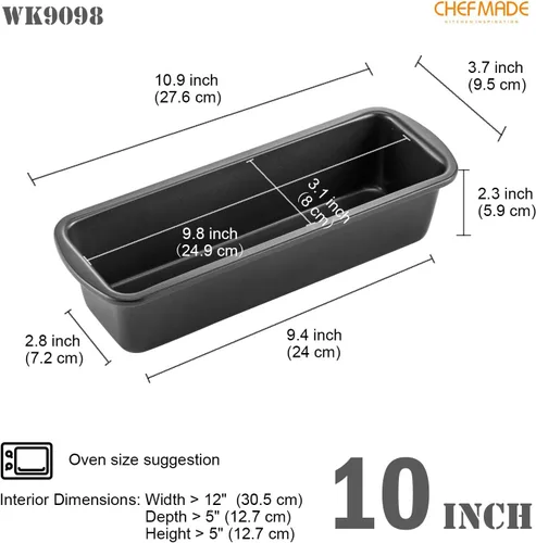 Vista 2 de CHEFMADE Molde para pan de pan, sartén antiadherente para pastel de carne, 3 x 10 pulgadas, juego de 2