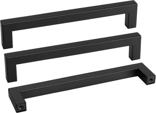 Vista 12 de Goldenwarm 1 paquete de manija cuadrada negra para cajones de gabinete de barra, de acero inoxidable, herrajes modernos para gabinetes de cocina