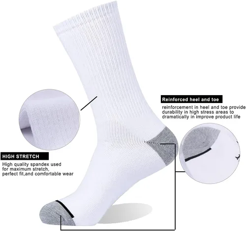 Vista 5 de EnerWear 10P Pack Unisex Cotton Moisture Wicking Cushion Crew Socks
