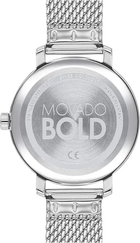Vista 3 de Movado Bold Evolution - Reloj de cuarzo de acero inoxidable y pulsera para mujer, color plateado (modelo 3600698), plateado, Reloj de cuarzo