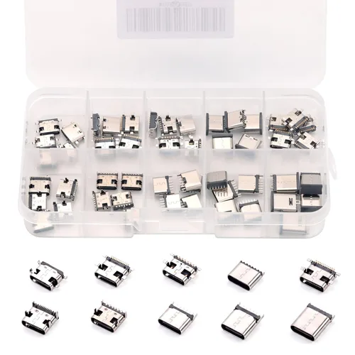 Vista 8 de 50pcs 5Pin Micro USB hembra sockets, puerto de carga reparación conector