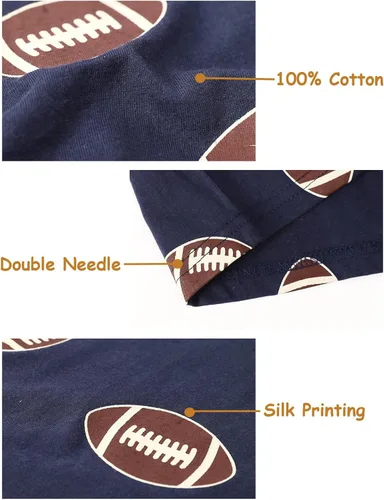 Vista 4 de A&J DESIGN Conjunto de pijama para niños, 100 % algodón, 2 piezas con temática deportiva