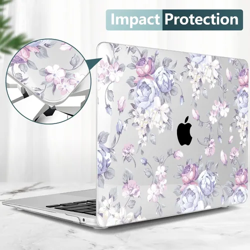 Vista 26 de TWOLSKOO Funda para MacBook Air de 13,3 pulgadas (versión antigua 2018-2021, modelos: M1 A2337, A2179, A1932) - Carcasa rígida con protector de Flor
