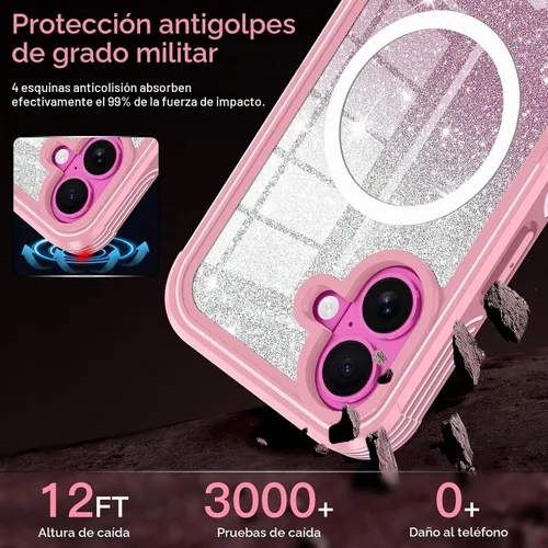 Vista 4 de Hekodonk Funda para iPhone 16, compatible con Magsafe [protector de pantalla de vidrio templado integrado y protección de lente de cámara] cuerpo