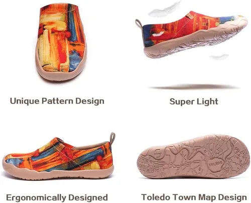 Vista 7 de UIN Mocasines casuales para mujer, de viaje, pintados, para caminar, ligeros, cómodos, de lona, tenis de moda