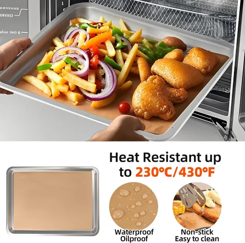 Vista 2 de 100 piezas de papel pergamino freidora de aire para freidora de aire Gourmia Tostadora Horno Non-Stick Heat Resistant Unbleached Parchment Sheets