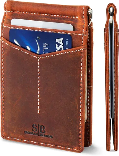 Vista 41 de SERMAN BRANDS RFID Blocking Wallet Slim Bifold - Genuine Leather Minimalist Front Pocket Wallets for Men with Money Clip Gift