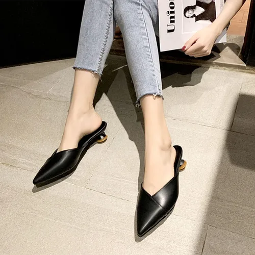 Vista 5 de Cómodas sandalias de tacón bajo con punta cerrada para mujer, zapatos elegantes y casuales