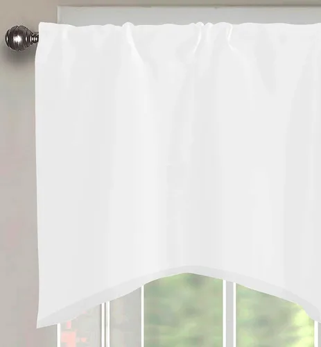 Vista 4 de Cenefa Blanco Puro Paquete de 2 - Cortinas de Liquidación para Sala de Estar, Baño y Dormitorio - Estilo Granja Festoneado, 18 Pulgadas de Largo