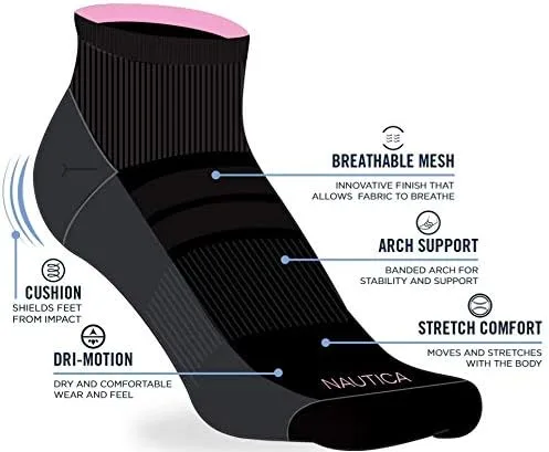Vista 3 de Nautica Calcetines para mujer - Calcetines deportivos de corte de cuarto (6 unidades)