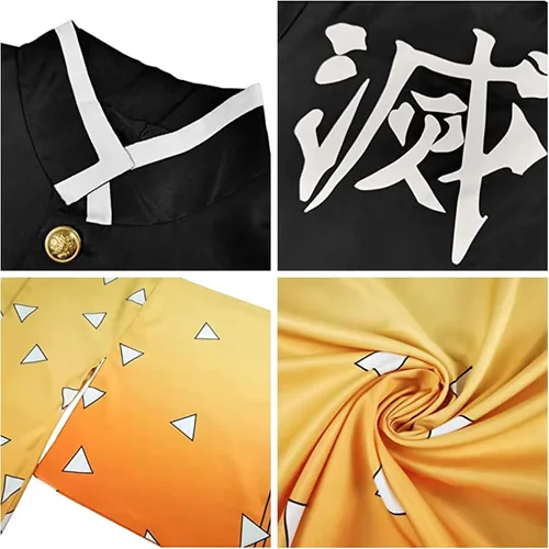 Vista 6 de Conjunto de kimono de cosplay para niñas, niños, uniforme de Demon Slayer para niños, disfraz de anime, trajes de fiesta de Halloween, llavero