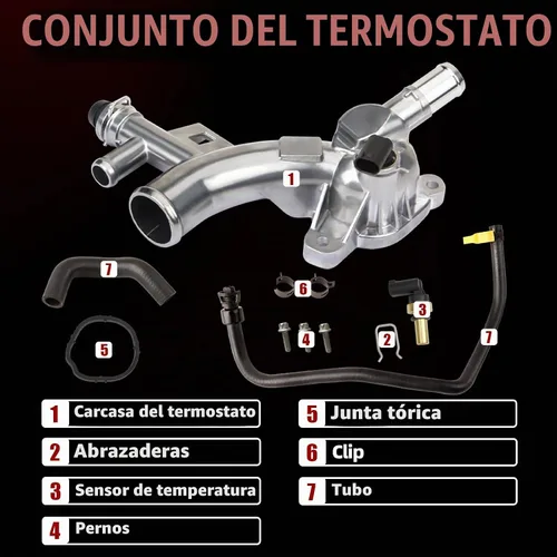 Vista 3 de MITZONE Carcasa de refrigerante de aluminio mejorada compatible con Chevrolet Cruze Sonic Trax Volt Buick Encore 2011-2020 1.4L con manguera