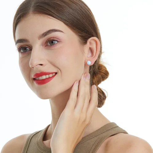 Vista 109 de Natural Stone Stud Earrings for Women 8mm Sterling Silver Genuine Gemstone Earrings Handmade Sterling Silver Crystal Stud Earrings for Women