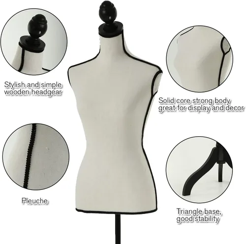 Vista 2 de HCY Maniquí de maniquí de torso y soporte para maniquí, forma 60-67 pulgadas, maniquíes ajustables en altura, cuerpo femenino, muestra la base