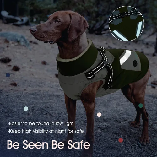 Vista 4 de IECOii Abrigos para perros pequeños, arnés de invierno con cremallera, color verde, talla XS, cálido abrigo de invierno para perros pequeños