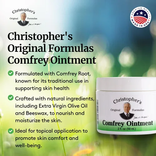 Vista 4 de Christopher's Original Formulas Ungüento de consuelda, 2 onzas – Ungüento de hierbas con hoja de consuelda orgánica en una base de cera de abeja
