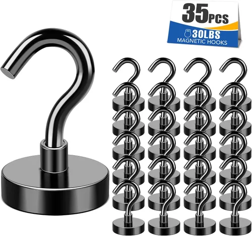 Vista 24 de MIKEDE Ganchos magnéticos negros resistentes de 30 libras imanes fuertes