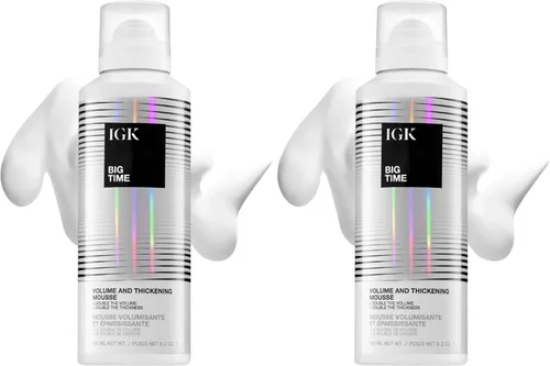 Vista 9 de IGK BIG TIME - Mousse de volumen y espesante Moveable + Plenitud + Control de encrespamiento Vegano + libre de crueldad 6.2 onzas Volumizing