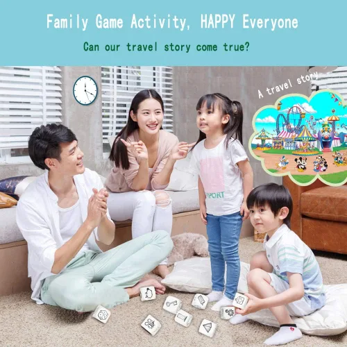 Vista 6 de DIY Happy Story Dice 9 Cubos Juguetes 54 Imágenes Imágenes Imágenes Ilimitadas Historias Combinaciones Juego icónico de narración de historias Juego