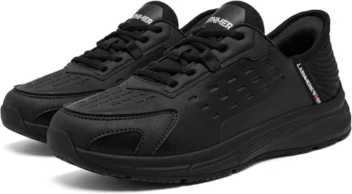 Vista 3 de LARNMERN Zapatos antideslizantes para mujer, para el servicio de alimentos, zapatos de trabajo, sin resbalones, para cocina, chef, ligeros, tenis