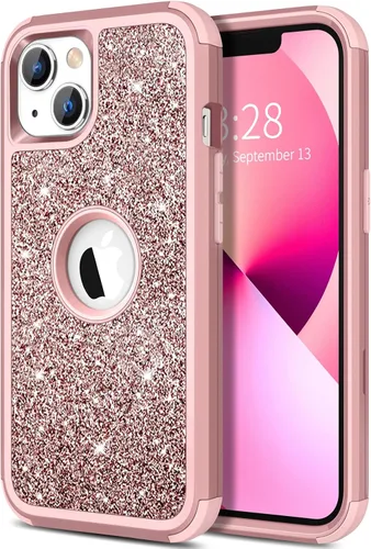 Vista 13 de Hython Funda para iPhone 13 Funda con Purpurina, Bonita Cubierta Brillante Resplandeciente con Brillo, Resistente 3 en 1 Híbrida de PC Duro TPU
