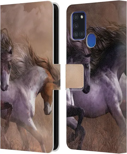 Vista 200 de Head Case Designs Officially Licensed Laurie Prindle A Morgan Christmas Western Stallion Leather Wallet Case Compatible with Samsung Galaxy A07 4G