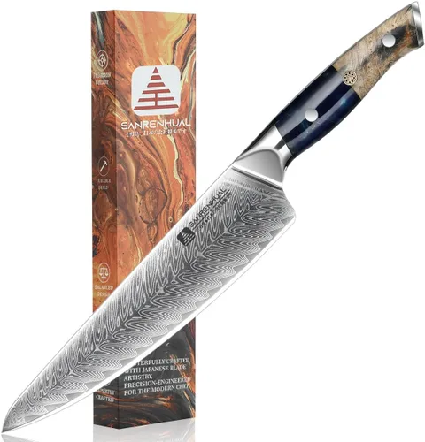 Vista 10 de Cuchillo de chef de 8 pulgadas (mango de panal y patrón de plumas)