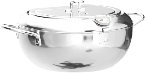 Vista 4 de Kerilyn Olla Freidora Profunda, 9.4 Pulgadas/3.4 L Olla de Freír Tempura de Estilo Japonés con Tapa, Acero Inoxidable 304 con Control de Temperatura