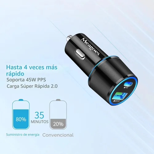 Vista 2 de Cargador de coche USB C de 67.5 W, carga súper rápida, bloque de puerto USBC y QC3.0 de 45 W para iPhone 17 Pro Max/Air/16/15/iPad, teléfono celular