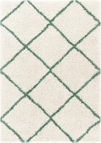 Vista 144 de SAFAVIEH Hudson Shag Collection - Alfombra decorativa de 2 x 3 pies, color beige y marfil, diseño moderno de enrejado, no desprende pelusa