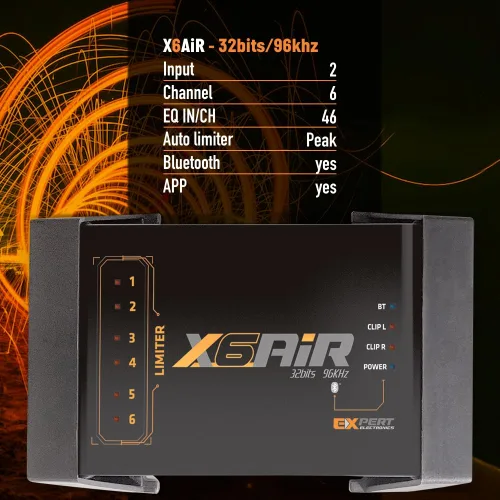 Vista 8 de Banda Audioparts X6-AIR Amplificador de coche de 6 canales, 32 bits/96khz, 2 entradas, 46 ecualizadores en/CH, limitador de pico, Bluetooth, control