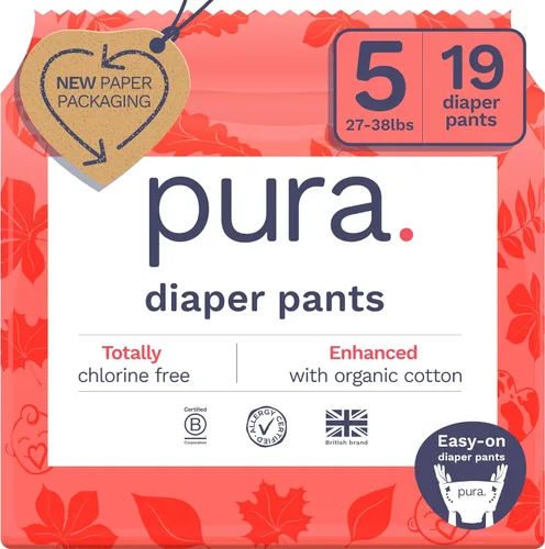 Vista 20 de Pura Pantalones de pañales de 360° talla 4 (20-33 libras) 63 veces elásticos para la noche, protección contra fugas de 12 horas durante la noche