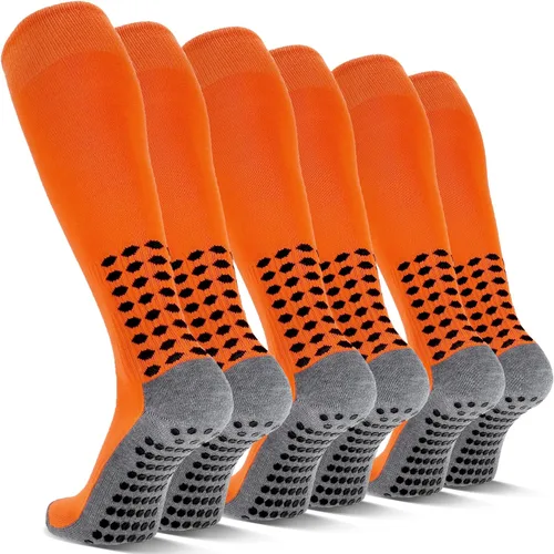Vista 9 de 3 pares de calcetines de fútbol de agarre para hombre, acolchados, antideslizantes, para fútbol, baloncesto, deportes, hasta la rodilla, calcetines