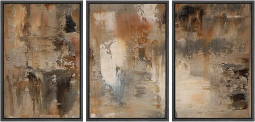 Vista 157 de SIGNWIN Lienzo enmarcado para pared, juego de arte abstracto de serenidad costera, ilustraciones abstractas junto al mar, arte moderno, decorativo