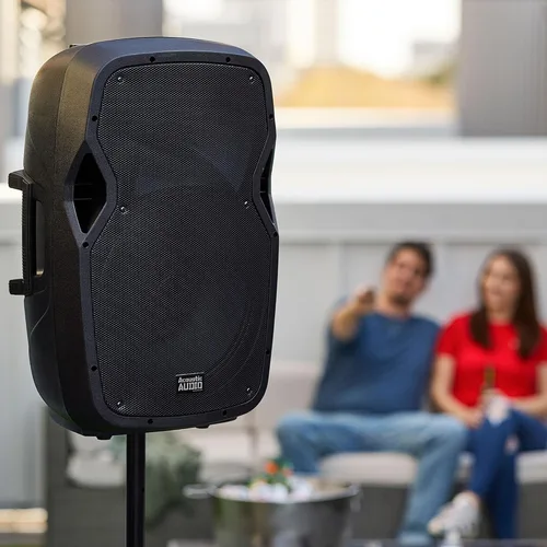 Vista 8 de Acoustic Audio by Goldwood 1000W Altavoz Bluetooth con LED intermitente, gran sistema de sonido PA enchufable con soporte, micrófono y control