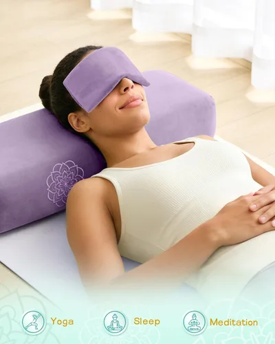 Vista 3 de Juego de almohada de yoga 3 en 1 para relajación y meditación, cojín rectangular de terciopelo de alta calidad con almohada ponderada para ojos