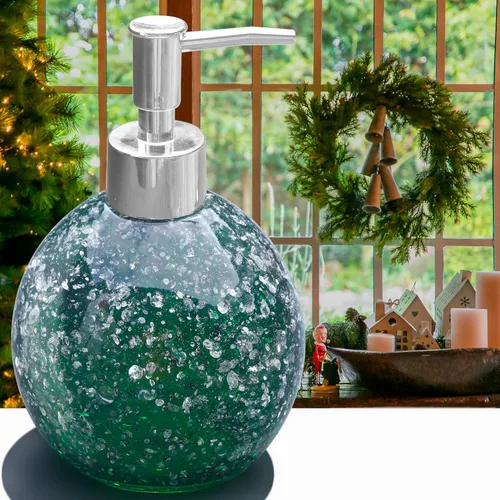 Vista 2 de LUANT Juego de accesorios de baño de resina de 3 piezas con dispensador, vaso, soporte de algodón, color verde