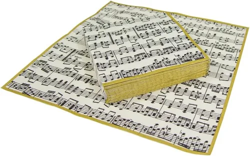 Vista 7 de Entertaining with Caspari Musica - Servilletas de cóctel de papel, paquete de 20, color negro