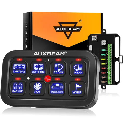 Vista 11 de Auxbeam Panel de interruptor de 6 bandas BC60 Sistema de relé de control de circuito universal, interruptor LED regulable automático, panel