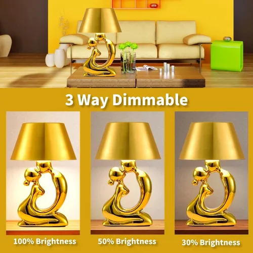 Vista 5 de Lámpara de mesa inalámbrica, lámpara de estatuas de Thinker, lámpara de escritorio estética LED táctil, recargable, funciona con pilas, luz de noche