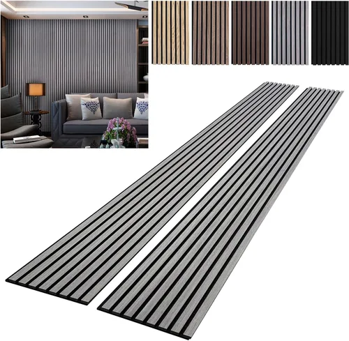 Vista 8 de YLL YLL Paneles de Pared de Madera YLL YLL Paneles de Pared Acústicos para Decoración de Pared Interior Dos 94.68" x 12.79" Panelado de Listones
