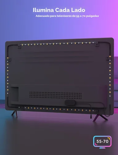 Vista 9 de Govee Retroiluminación LED para TV, tira de luces LED inteligentes RGBIC para televisores de 55 a 65 pulgadas, control de aplicación Bluetooth